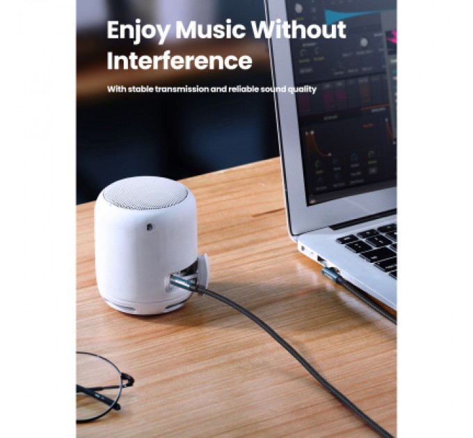 Ugreen Кабель мультимедійний 3.5mm M to 3.5mm M 1.0m 90° corner AV112 blue Ugreen (60179)