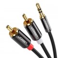 Ugreen Кабель мультимедійний 3.5mm M to 2xRCA M 2.0m AV116 black Ugreen (10584)