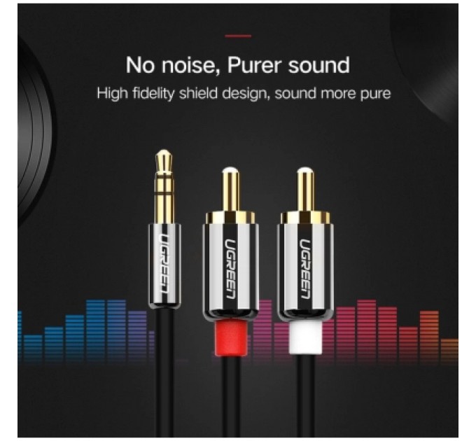 Ugreen Кабель мультимедійний 3.5mm M to 2xRCA M 2.0m AV116 black Ugreen (10584)