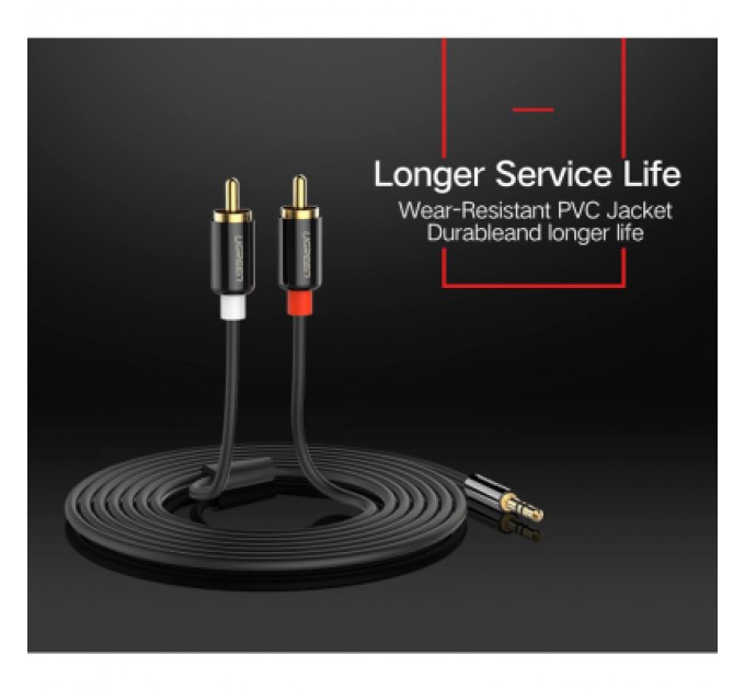 Ugreen Кабель мультимедійний 3.5mm M to 2xRCA M 3.0m AV116 black Ugreen (10590)