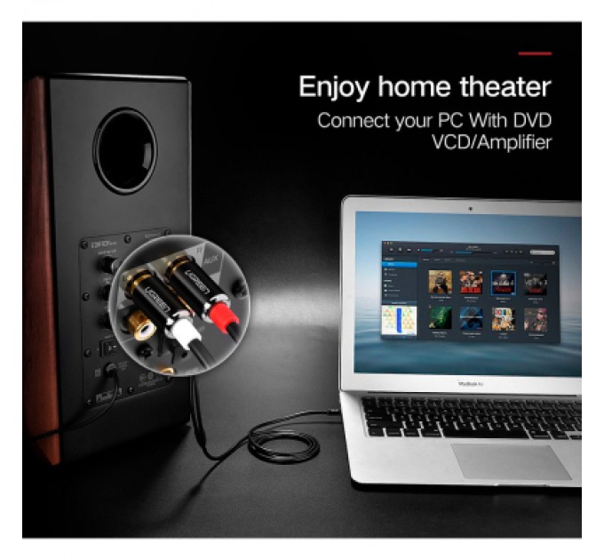 Ugreen Кабель мультимедійний 3.5mm M to 2xRCA M 3.0m AV116 black Ugreen (10590)