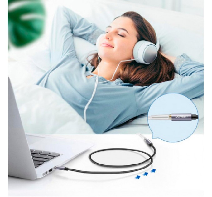 Ugreen Кабель мультимедійний 3.5mm M to 3.5mm F 1.5m AV118 gray Ugreen (10593)