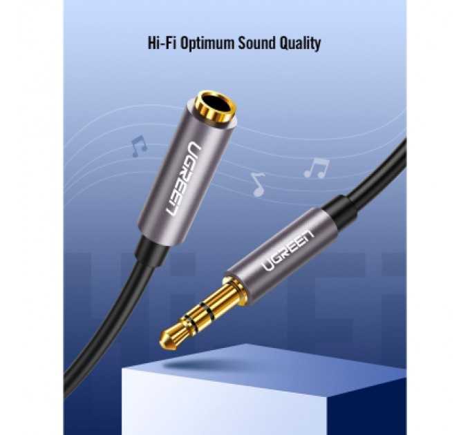 Ugreen Кабель мультимедійний 3.5mm M to 3.5mm F 1.5m AV118 gray Ugreen (10593)