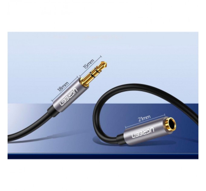 Ugreen Кабель мультимедійний 3.5mm M to 3.5mm F 1.5m AV118 gray Ugreen (10593)