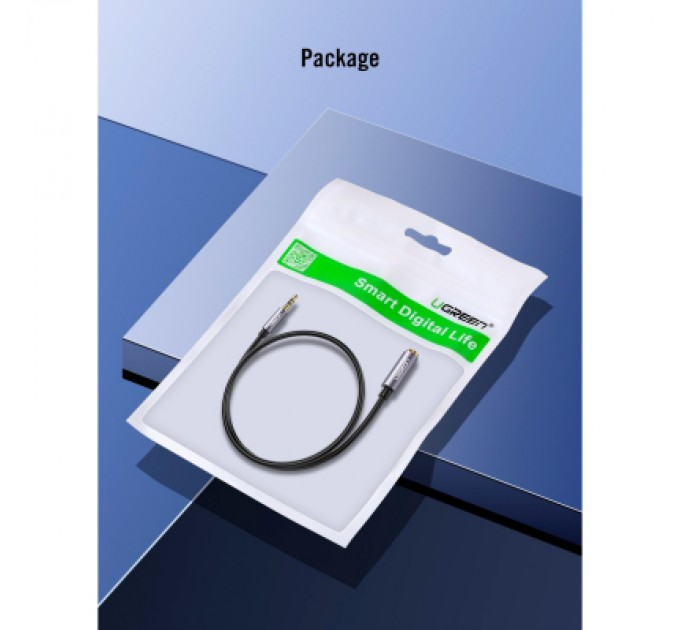 Ugreen Кабель мультимедійний 3.5mm M to 3.5mm F 1.0m AV118 gray Ugreen (10592)