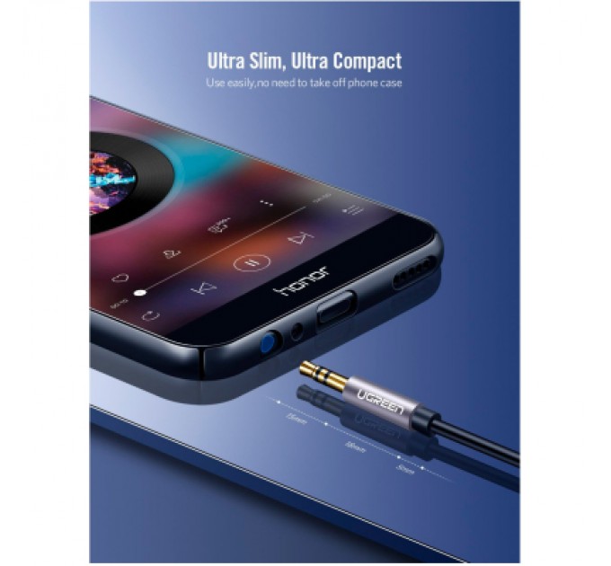 Ugreen Кабель мультимедійний 3.5mm M to 3.5mm F 1.0m AV118 gray Ugreen (10592)