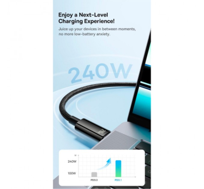 Baseus Дата кабель USB-C to USB-C 1.0m 240W Black Baseus (CAWJ040001)