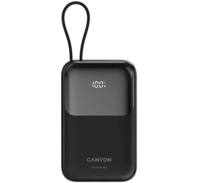 Canyon Батарея універсальна Canyon 10000mAh OnPower 101 PD/22.5W built-in cable Black (CNS-CPB101BK)