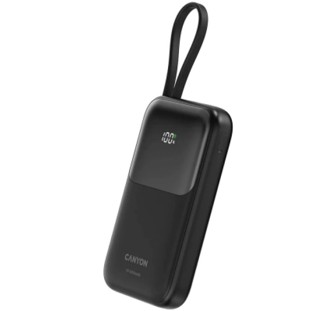 Canyon Батарея універсальна Canyon 10000mAh OnPower 101 PD/22.5W built-in cable Black (CNS-CPB101BK)
