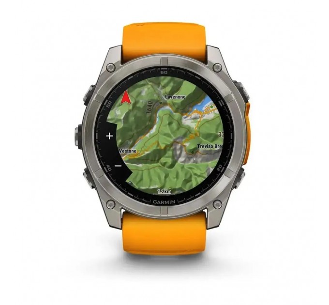 Garmin Смарт-годинник Garmin Fenix 8 47mm AMOLED Sapphire Graphite DLC Titanium with Spark Orange Silicone (010-02904-19)