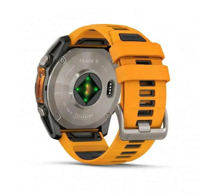 Garmin Смарт-годинник Garmin Fenix 8 47mm AMOLED Sapphire Graphite DLC Titanium with Spark Orange Silicone (010-02904-19)