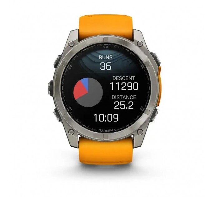 Garmin Смарт-годинник Garmin Fenix 8 47mm AMOLED Sapphire Graphite DLC Titanium with Spark Orange Silicone (010-02904-19)