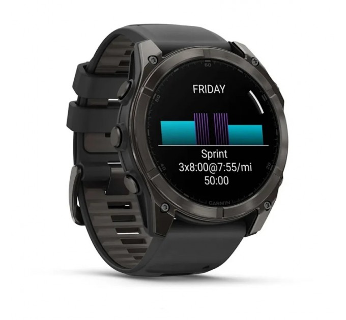 Garmin Смарт-годинник Garmin Fenix 8 51mm AMOLED Sapphire Carbon Gray DLC Titanium with Black Silicone (010-02905-63)
