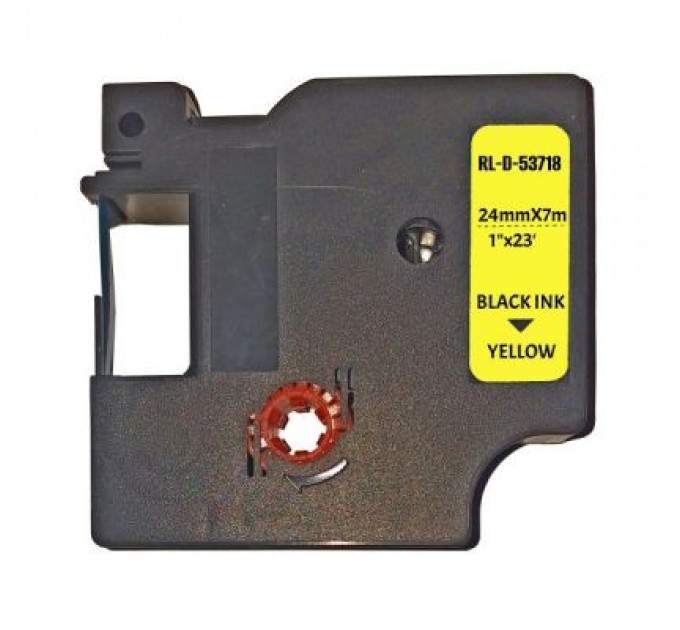 UKRMARK Стрічка для принтера етикеток UKRMARK D-53718P-BK/YE, сумісна з DYMO 53718/S0720980, для серії D1. 24мм х 7м. black on yellow (900617)