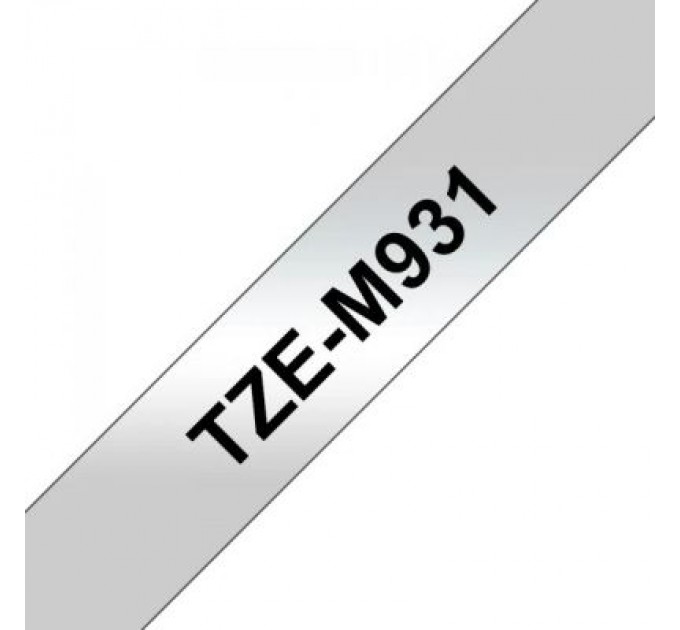 UKRMARK Стрічка для принтера етикеток UKRMARK B-TM931P, 12мм х 8м, black on matte silver, совместимая с TZeM931, ламинированная (900500)
