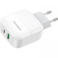 BOROFONE Зарядний пристрій BOROFONE BA46A USB-C PD + USB QC3.0 18W white (6931474727343)