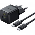 Baseus Зарядний пристрій Baseus 1xUSB-C 30W + 1xUSB + cable USB-C to USB-C 60W 1.0m (P1011160A113-01)