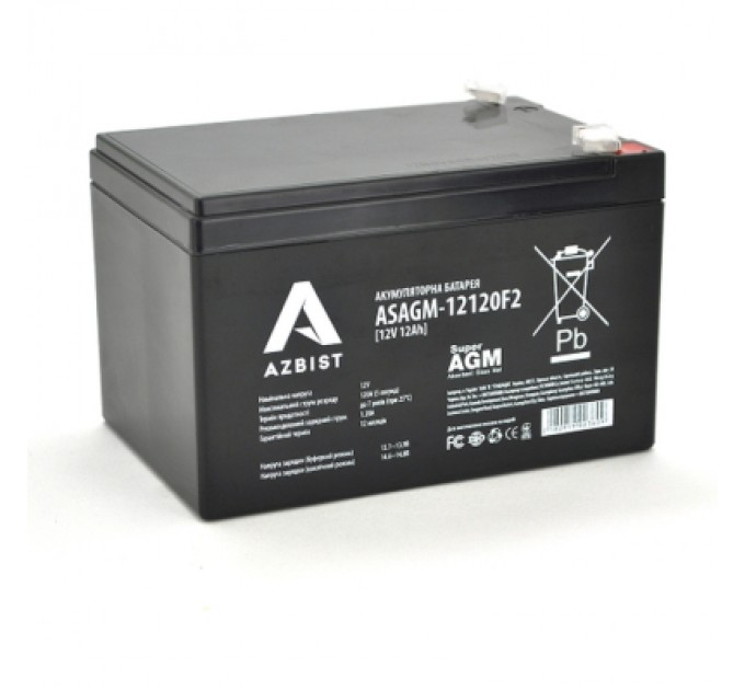 AZBIST Батарея до ДБЖ AZBIST 12V 12 Ah Super AGM (ASAGM-12120F2)