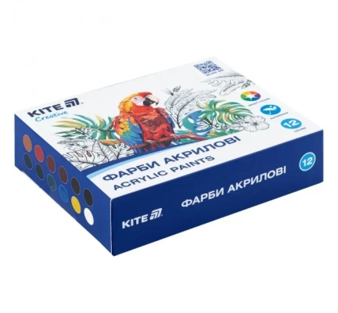 Kite Акрилові фарби Kite Creative 12 кольорів, 20 мл (K-275)