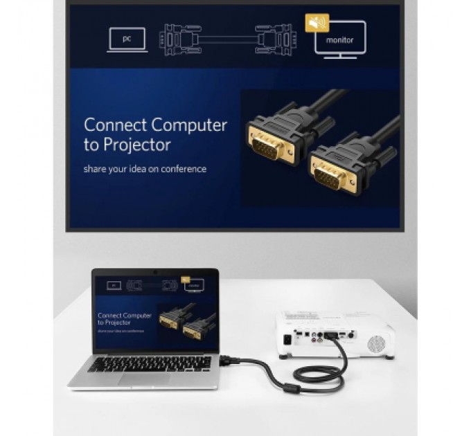 Ugreen Кабель мультимедійний VGA M to VGA M 1.0m VG101 black Ugreen (11673)