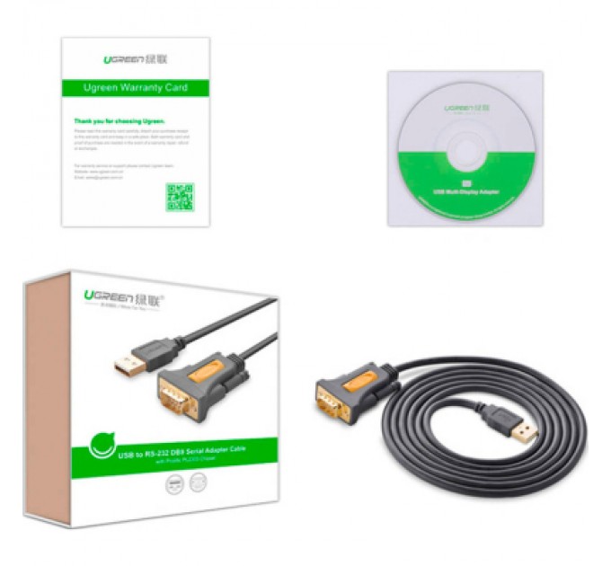 Ugreen Кабель для передачі даних USB to COM M 1.5m DB9 RS-232 CR104 black Ugreen (20211)