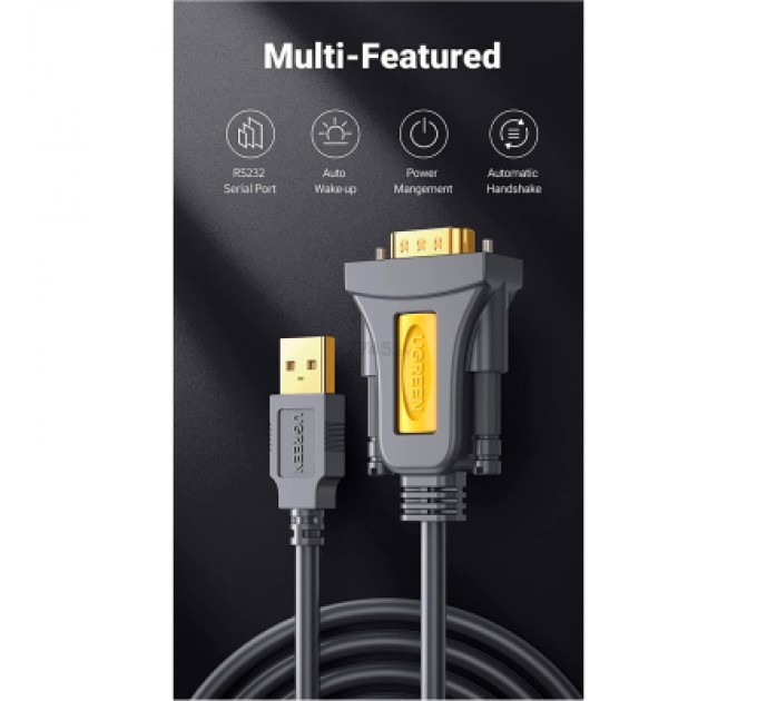 Ugreen Кабель для передачі даних USB to COM M 1.5m DB9 RS-232 CR104 black Ugreen (20211)