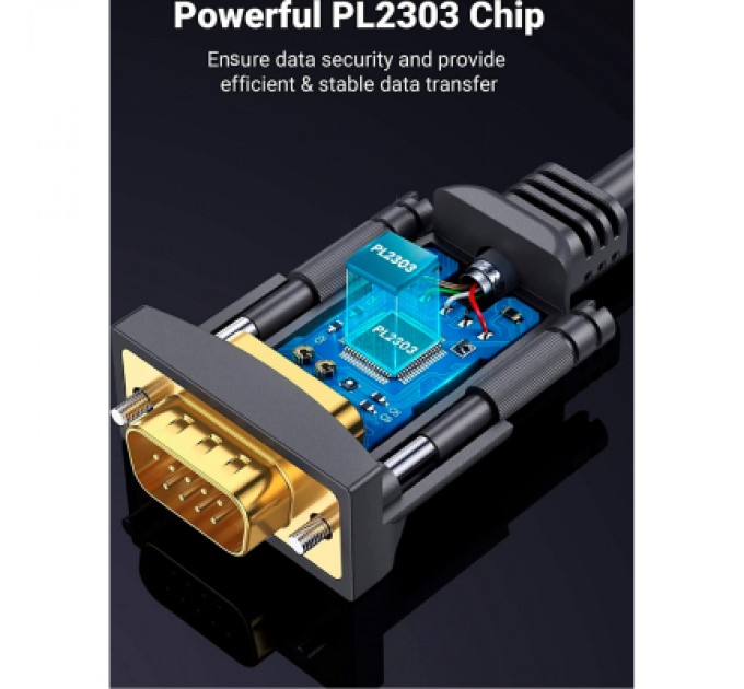 Ugreen Кабель для передачі даних USB to COM M 2.0m DB9 RS-232 CR104 black Ugreen (20222)