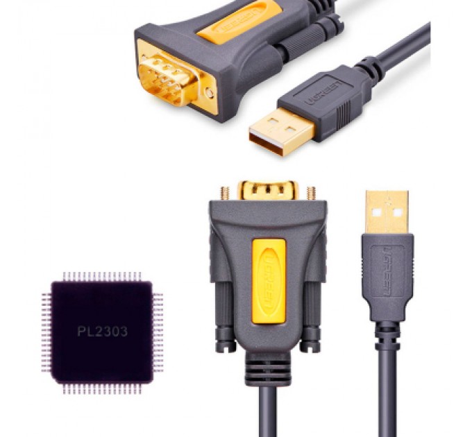 Ugreen Кабель для передачі даних USB to COM M 2.0m DB9 RS-232 CR104 black Ugreen (20222)