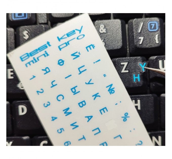 BestKey Наклейка на клавіатуру BestKey mini Pro 3,5х3мм, прозора основа, 70, синій (BKmPRO/BluTr/052)