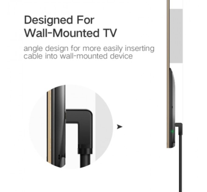 Ugreen Кабель мультимедійний HDMI M to HDMI M 1.0m 90° corner HD103 black Ugreen (10172)