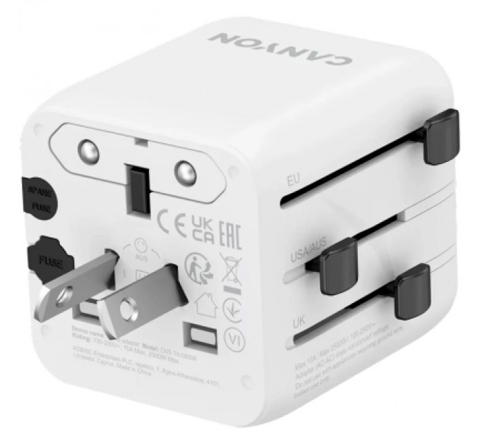 Canyon Перехідник Canyon Travel Adapter OnTour One EU/UK/US/AUS White (CNS-TA1005W)