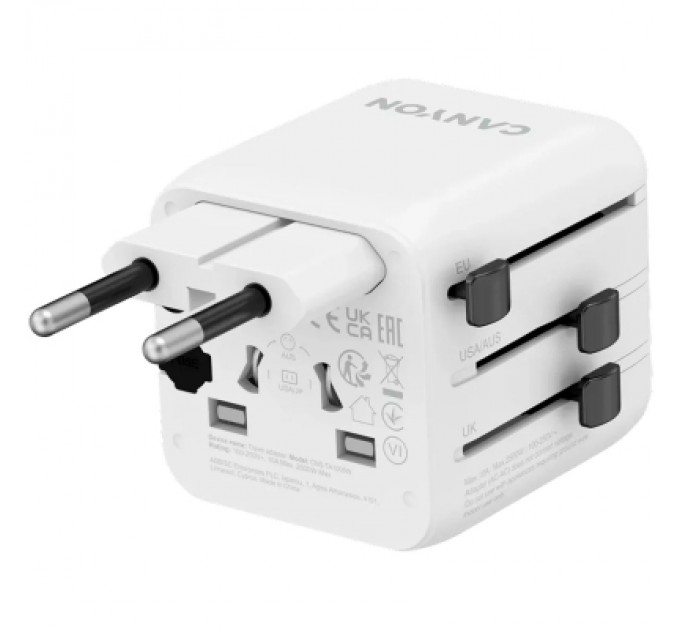 Canyon Перехідник Canyon Travel Adapter OnTour One EU/UK/US/AUS White (CNS-TA1005W)