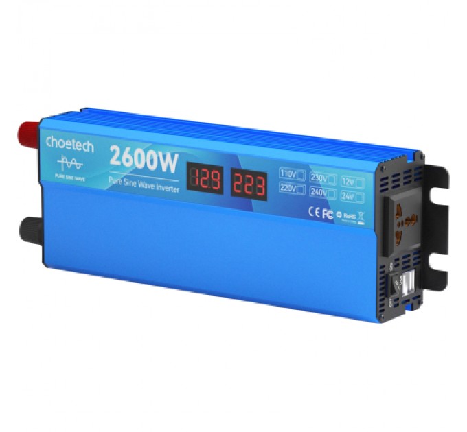 Choetech Автомобільний інвертор Choetech 12/220V 1300Вт, чиста синусоїда (CJ2600Q-V2)