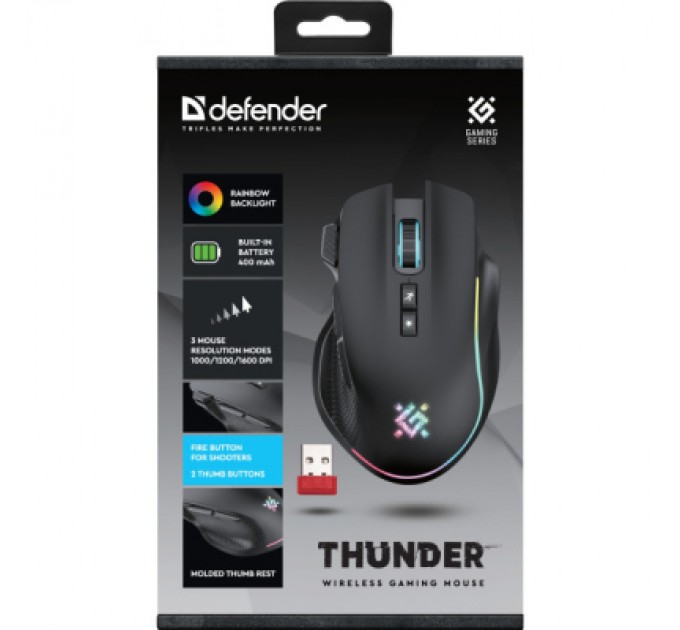 Defender Мишка Defender Thunder GM-213 LED Wireless Black (52213)