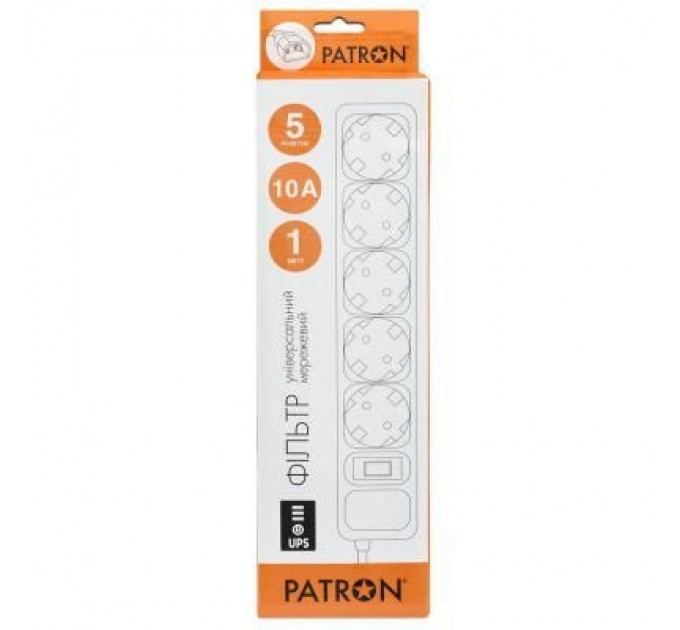 Patron Мережевий фільтр живлення Patron 1 m3*1mm2 (SP-1053U) 5 розеток BLACK (EXT-PN-SP-1053U)