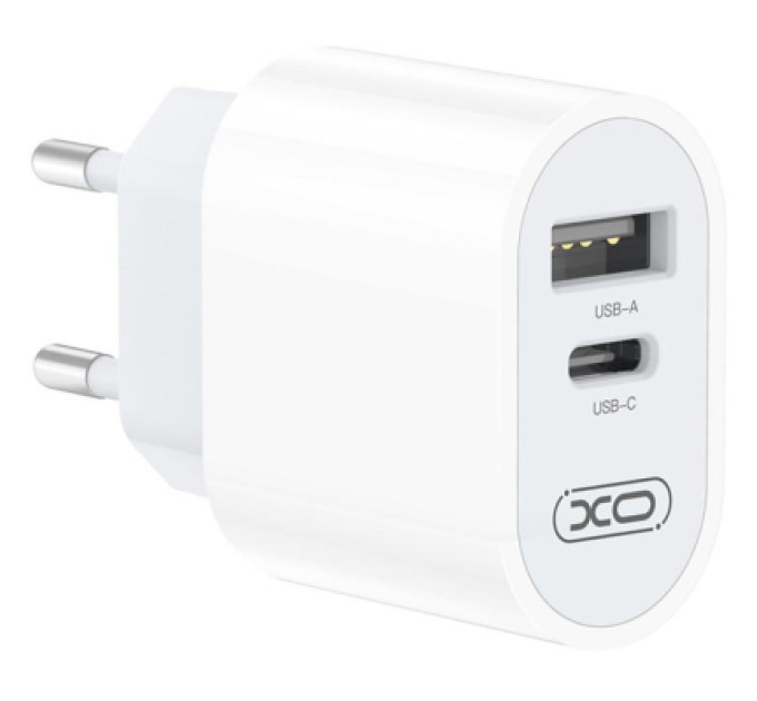 XO Зарядний пристрій XO L97 (1Type-C/1USB/2.4A) + Type-C - Lightning White (XO-L97-LG)