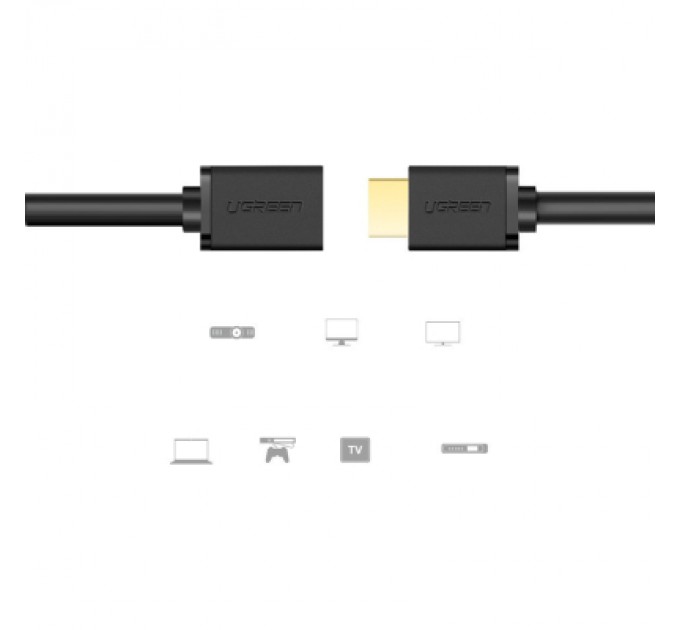 Ugreen Кабель мультимедійний HDMI M to HDMI F 0.5m HD107 black Ugreen (10140)