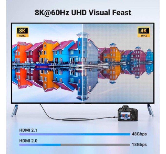 Ugreen Кабель мультимедійний HDMI M to HDMI mini M 1.0m 8K HD163 black Ugreen (15514)