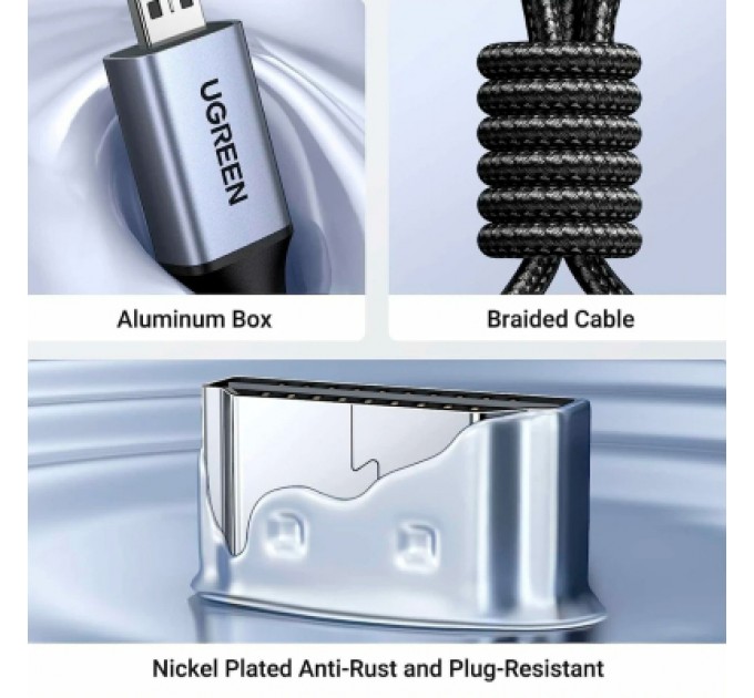 Ugreen Кабель мультимедійний HDMI M to HDMI micro M 1.0m V2.1 8K60Hz HD164 black Ugreen (15516)