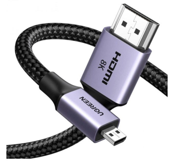 Ugreen Кабель мультимедійний HDMI M to HDMI micro M 1.0m V2.1 8K60Hz HD164 black Ugreen (15516)