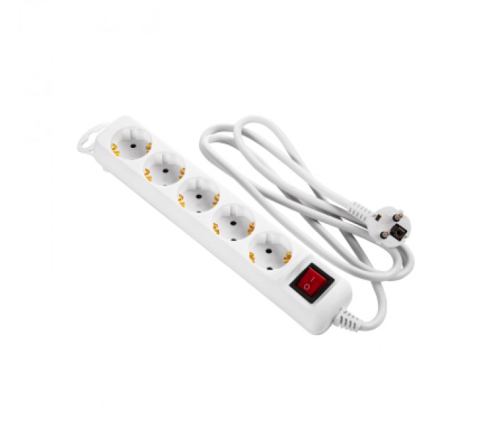 2E Мережевий подовжувач 2E 5XSchuko з вимикачем,1.5м, white (2E-U05ESM1.5)
