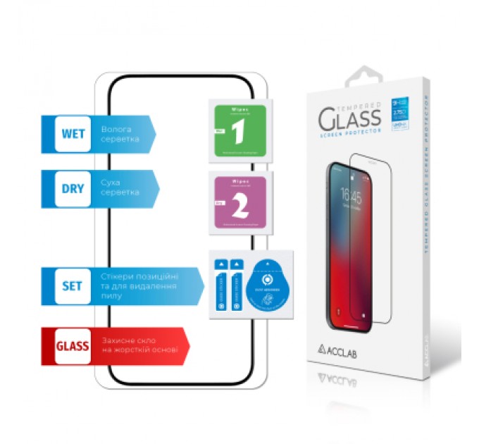 ACCLAB Скло захисне ACCLAB Full Glue ESD Apple iPhone 15 Pro Max Black 6,7" (1283126577260)