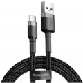 Baseus Дата кабель USB 2.0 AM to USB-C 3.0m 2A Gray-Black Baseus (CATKLF-UG1)