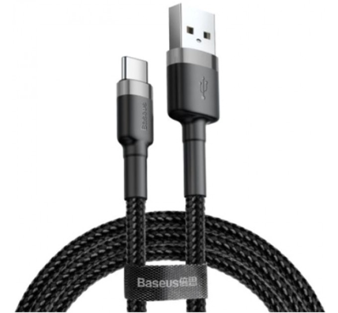 Baseus Дата кабель USB 2.0 AM to USB-C 3.0m 2A Gray-Black Baseus (CATKLF-UG1)