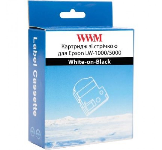 WWM Стрічка для принтера етикеток WWM для Epson LW-1000/5000 36mm х 8m White-on-Black (WWM-SD36K)