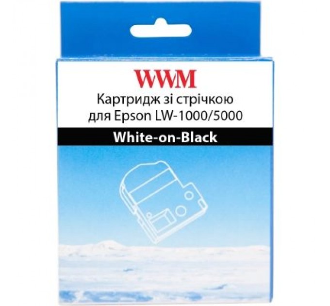 WWM Стрічка для принтера етикеток WWM для Epson LW-1000/5000 36mm х 8m White-on-Black (WWM-SD36K)