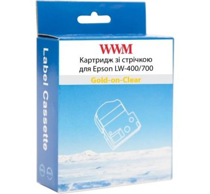 WWM Стрічка для принтера етикеток WWM для Epson LW-400/700 18mm х 8m Gold-on-Clear (WWM-ST18Z)