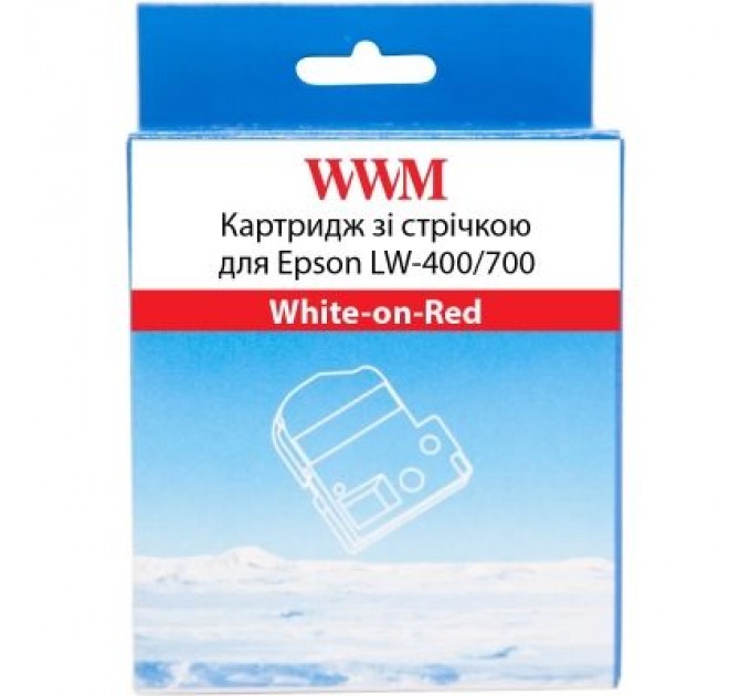 WWM Стрічка для принтера етикеток WWM для Epson LW-400/700 18mm х 8m White-on-Red (WWM-SD18R)