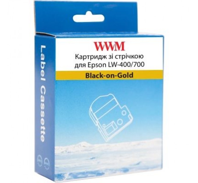 WWM Стрічка для принтера етикеток WWM для Epson LW-400/700 6mm х 8m Black-on-Gold (WWM-SM6Z)