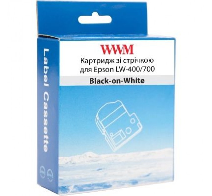 WWM Стрічка для принтера етикеток WWM для Epson LW-400/700 6mm х 8m Black-on-White (WWM-SS6K)